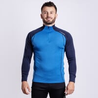 BREAKOUT MAN pánska merino mikina s krátkym zipsom čIernomodrá/modrá