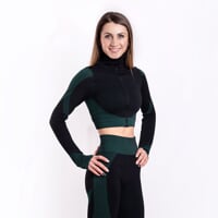 GEMA CROP LS dámska športová mikina čierna/zelená