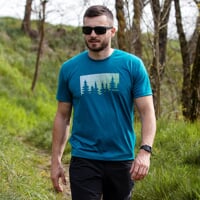 HRUTUR "FOREST" pánske merino tričko petrol melír