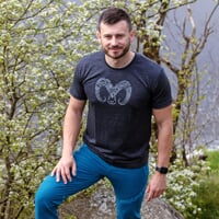 HRUTUR "RAM" pánske merino tričko sivý melír
