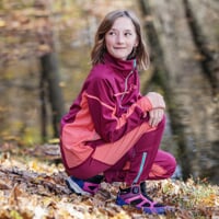 JUNIOR TREK MID WP detské boty s membránou čierna/malinová/modrá