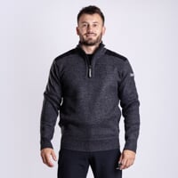 LOFOTEN pánsky sveter s krátkym zipsom čierný melír
