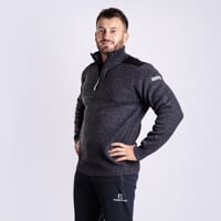 LOFOTEN pánsky sveter s krátkym zipsom čierný melír