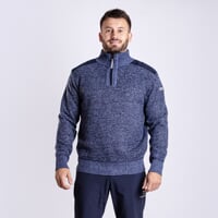 LOFOTEN pánsky sveter s krátkym zipsom tm. modrý melír
