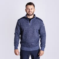 LOFOTEN pánsky sveter s krátkym zipsom tm. modrý melír