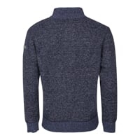 LOFOTEN pánsky sveter s krátkym zipsom tm. modrý melír