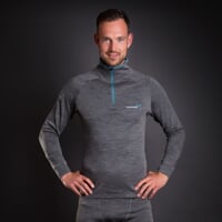 MB TRZ pánský termo rolák s krátkým zipem šedý melír/petrol
