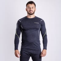 MW NDR 170 pánské merino triko s dlouhým rukávem černý melír