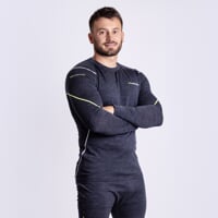 MW NDR 170 pánské merino triko s dlouhým rukávem černý melír