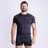 MW NKR 170 pánské merino triko s krátkým rukávem černý melír