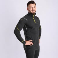 MW NRZ 170 pánský funkční merino rolák s krátkým zipem černý melír