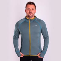 TOREZ HOODY pánská funkční sportovní mikina s kapucí modrošedá/kari