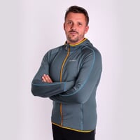 TOREZ HOODY pánská funkční sportovní mikina s kapucí modrošedá/kari